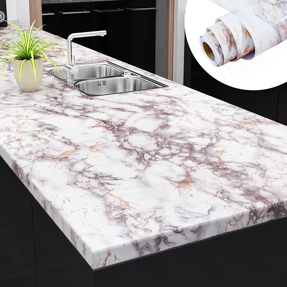 Marble Vinyl Wallpaper for Walls In Rolls Waterproof Wall Stickers Bathroom Table Kitchen Adhesive Sticker for Furniture Decor