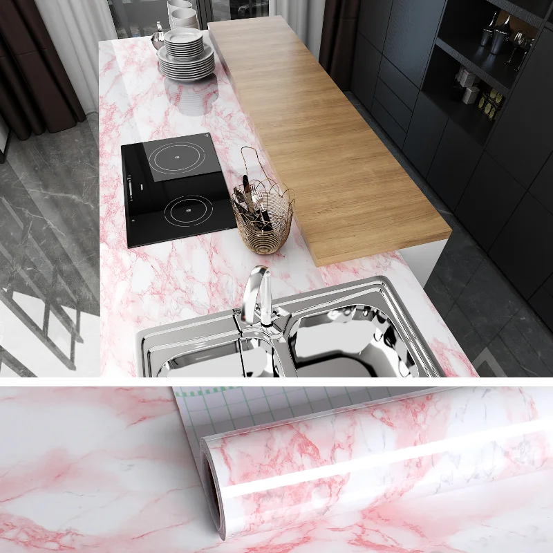 Marble Vinyl Wallpaper for Walls In Rolls Waterproof Wall Stickers Bathroom Table Kitchen Adhesive Sticker for Furniture Decor