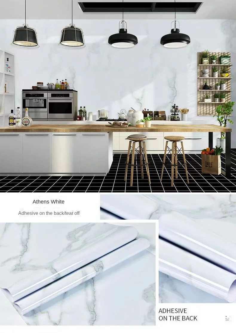 Marble Vinyl Wallpaper for Walls In Rolls Waterproof Wall Stickers Bathroom Table Kitchen Adhesive Sticker for Furniture Decor