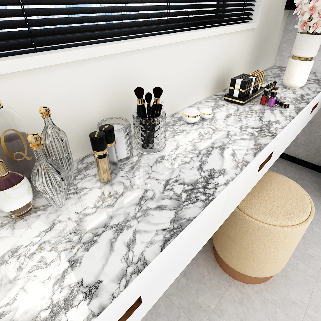 Marble Vinyl Wallpaper for Walls In Rolls Waterproof Wall Stickers Bathroom Table Kitchen Adhesive Sticker for Furniture Decor