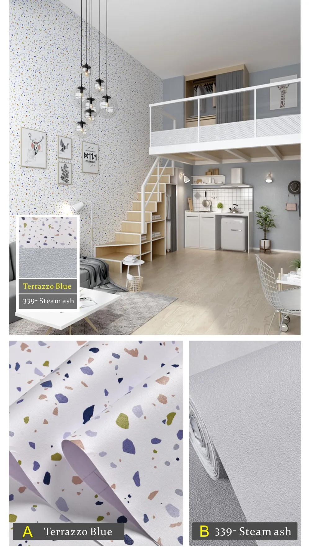 Terrazzo PVC Waterproof Self Adhesive Wallpaper for Bedroom Wall Living Room Decor Vinyl Furniture Refurbishment Contact Paper