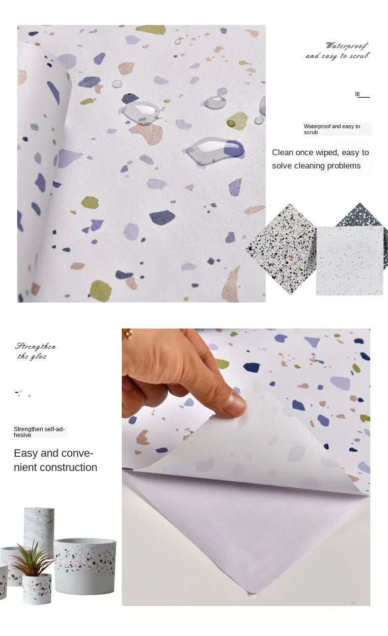 Terrazzo PVC Waterproof Self Adhesive Wallpaper for Bedroom Wall Living Room Decor Vinyl Furniture Refurbishment Contact Paper Terrazzo PVC Waterproof Self Adhesive Wallpaper for Bedroom Wall Living Room Decor Vinyl Furniture Refurbishment Contact Paper