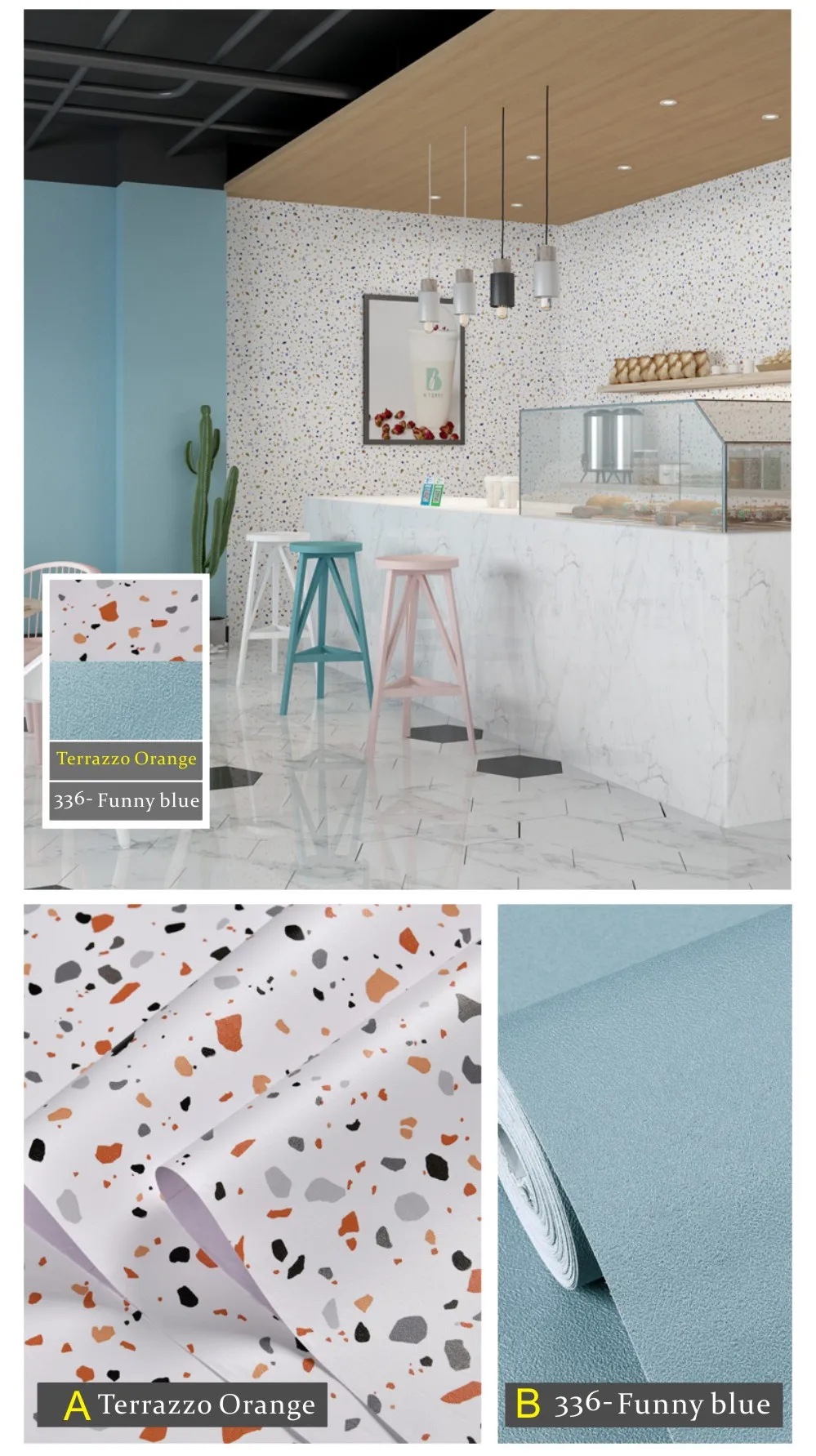 Terrazzo PVC Waterproof Self Adhesive Wallpaper for Bedroom Wall Living Room Decor Vinyl Furniture Refurbishment Contact Paper
